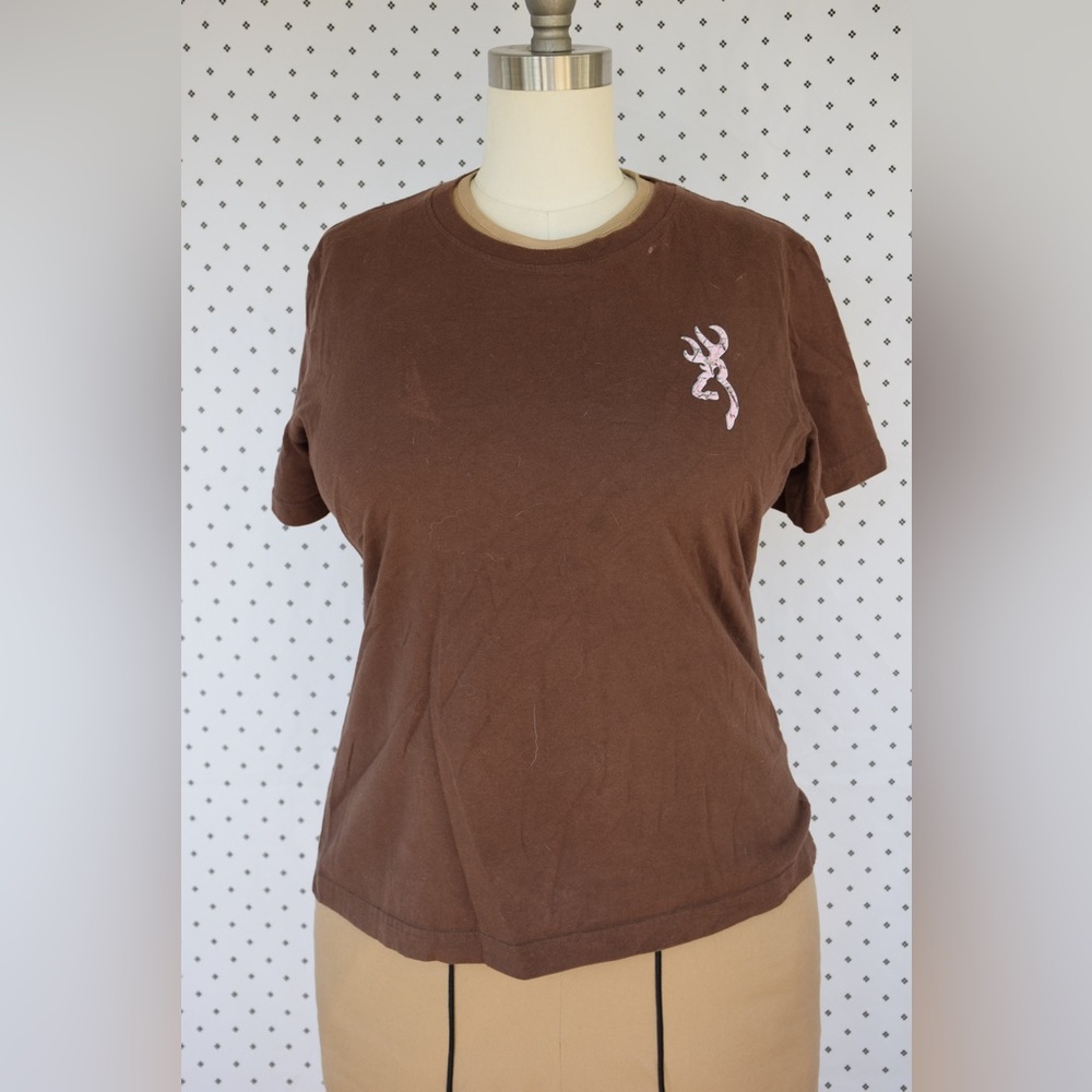 Pink deer head camo tee